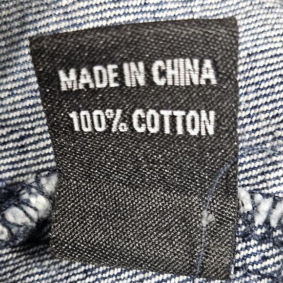 Thrill Jeans Denim Jacket Dress Medium Distressed Destroyed Button Front Frayed - Picture 4 of 10